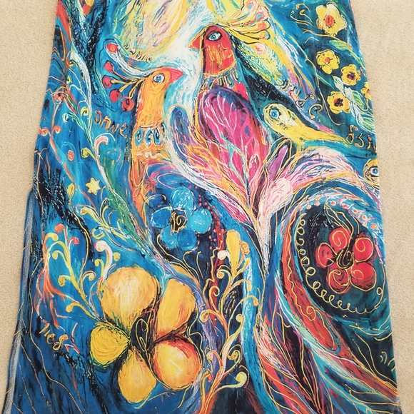 Exclusive Heart Floral Artistic Abstract Peacock Print Maxi Dress Size XL - Picture 3 of 11